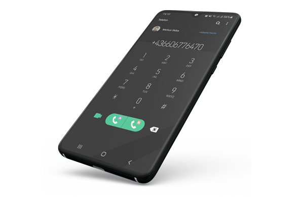WEBgarten - Webdesign - Braunau | Ein modernes Smartphone zeigt die eingeblendete Telefonnummer für den direkten Kontakt und die persönliche Beratung bei WEBgarten.